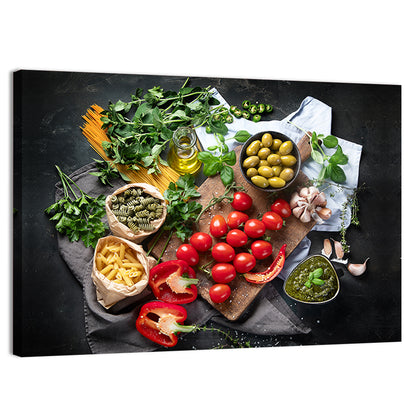 Italian Ingredients Flat Lay Wall Art