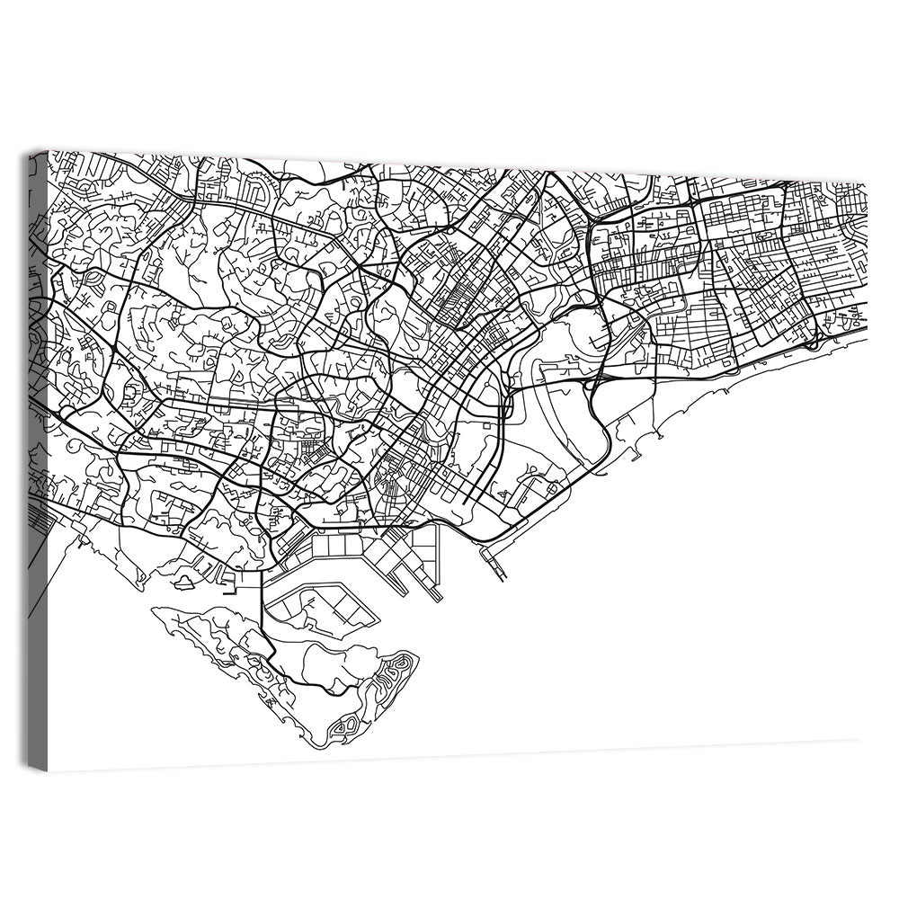Singapore City Map Wall Art, canvas print, landscape