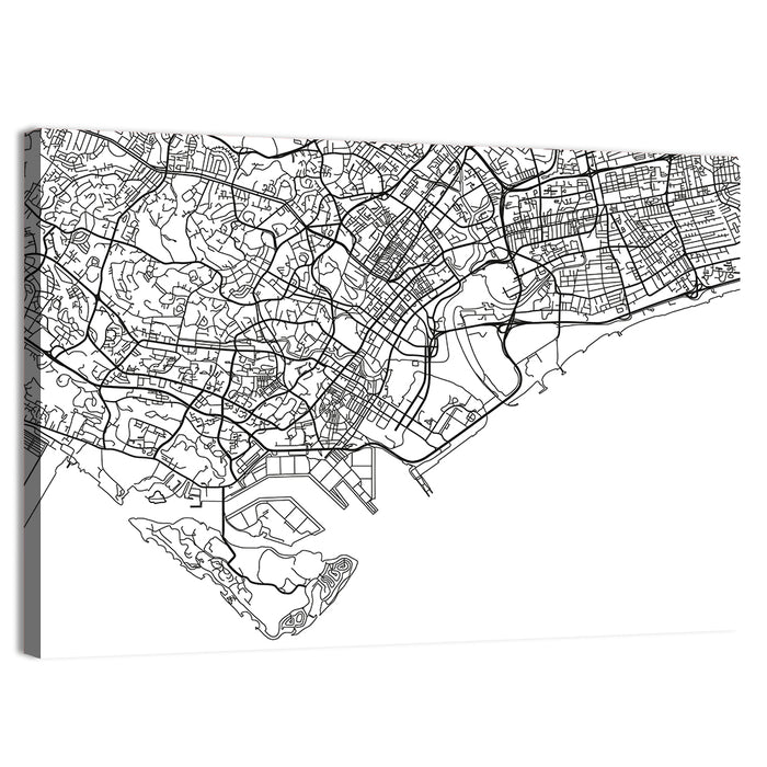 Singapore City Map Wall Art as a canvas print