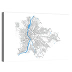 Budapest City Map Wall Art