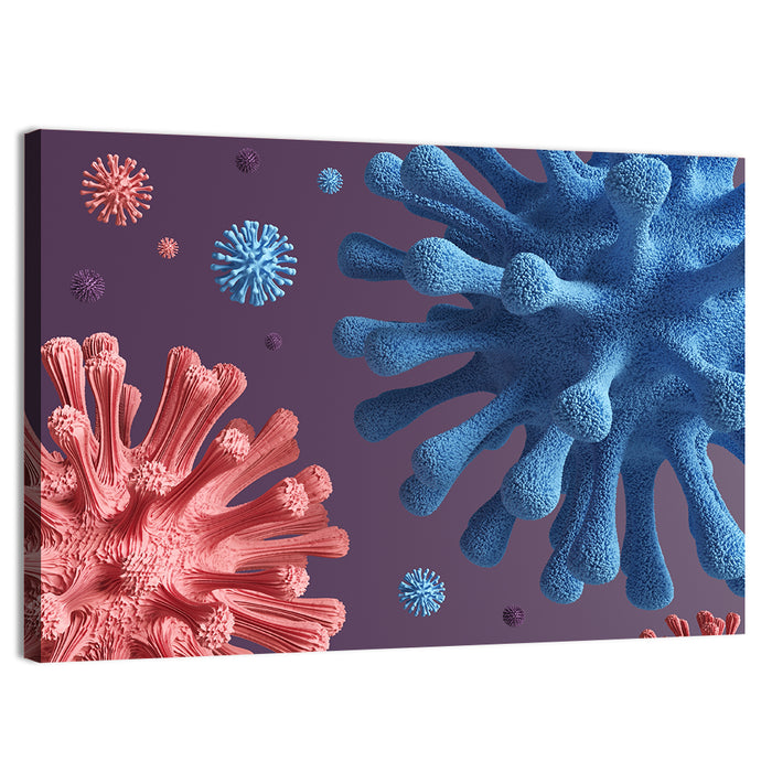 Microscopic Virus Cluster Wall Art as a canvas print