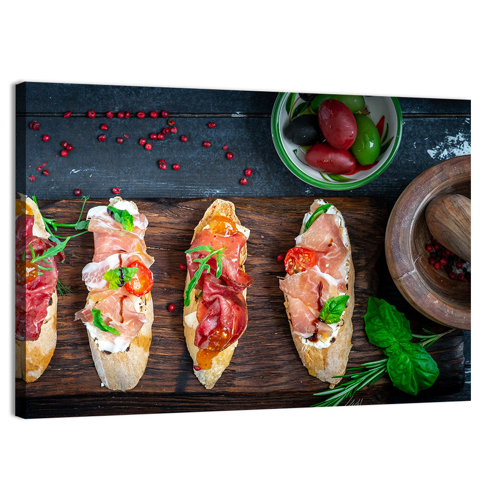 Bruschetta with Prosciutto and Olives Wall Art