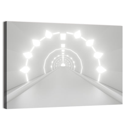 3D White Light Tunnel Abstract Wall Art
