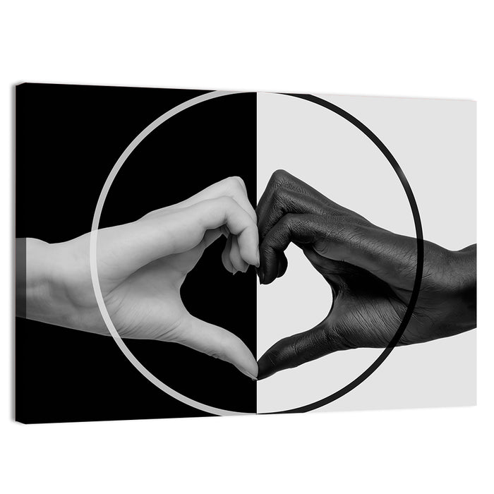 Hands Forming Heart Circle Wall Art as a canvas print