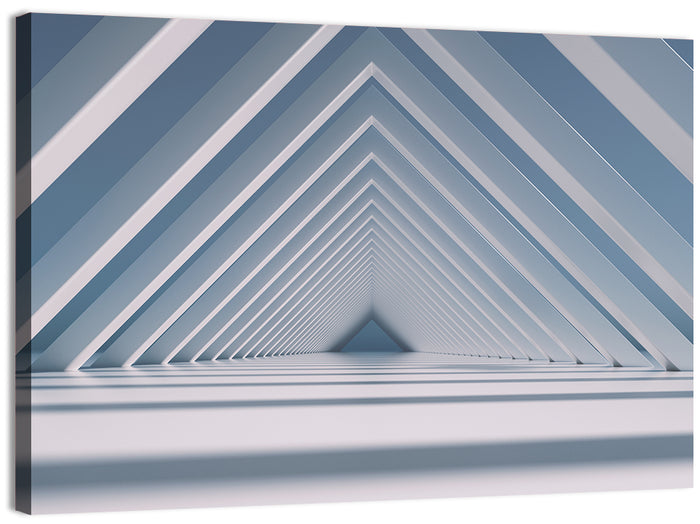 Blue Triangular Tunnel Wall Art as a canvas print