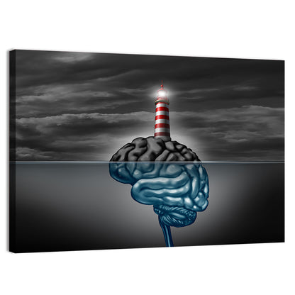 Surreal Brain Lighthouse Wall Art