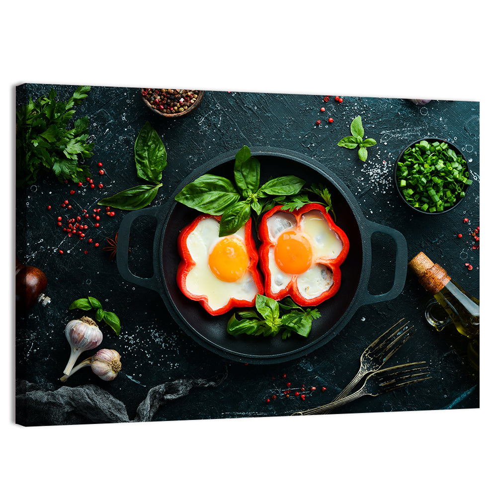 Cast Iron Fried Eggs with Sweet Pepper Wall Art
