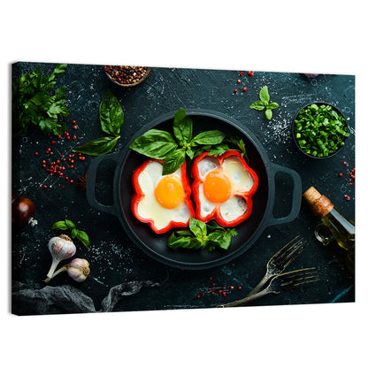 Cast Iron Fried Eggs with Sweet Pepper Wall Art
