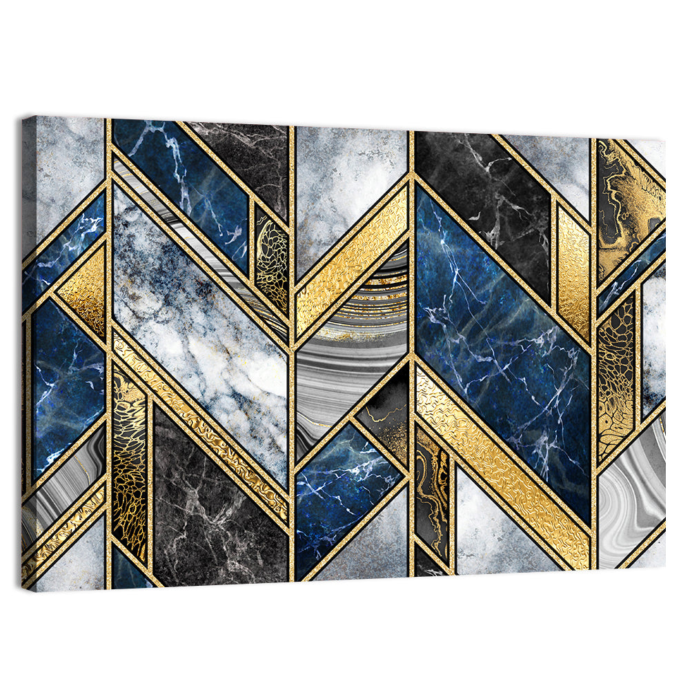 Blue Marble Mosaic with Gold Trim Wall Art
