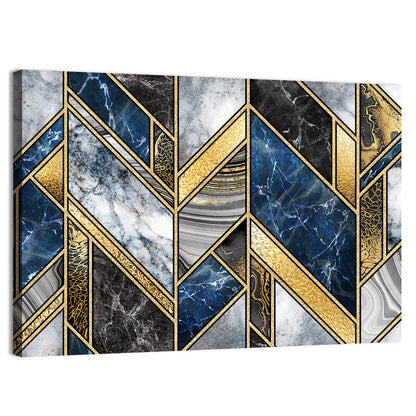 Blue Marble Mosaic with Gold Trim Wall Art