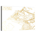 Abu Dhabi Gold Line Map Wall Art