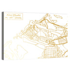 Abu Dhabi Gold Line Map Wall Art