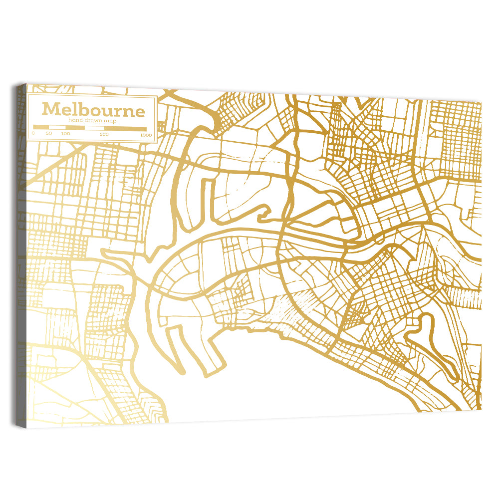 Melbourne Street Network Map Wall Art