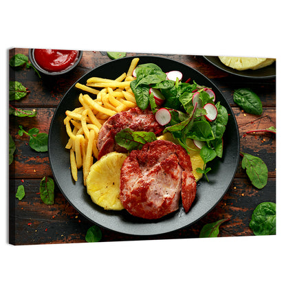 Gammon Steak with Fries and Pineapple Wall Art