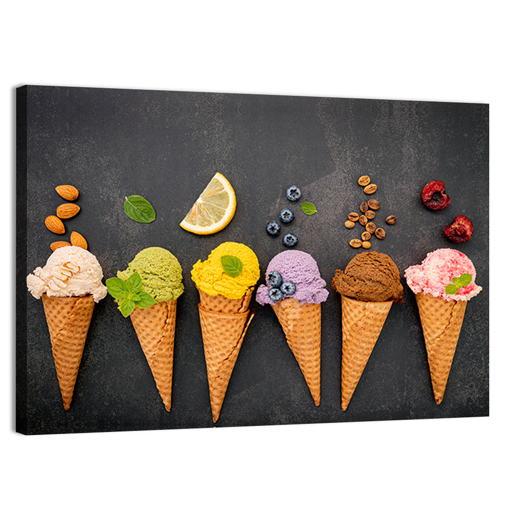 Six Ice Cream Cone Flavors Wall Art