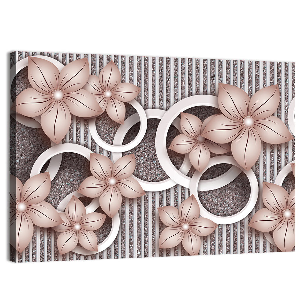 3d Floral Rings in Pink and Gray Wall Art