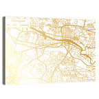 Glasgow Gold Line Map Wall Art