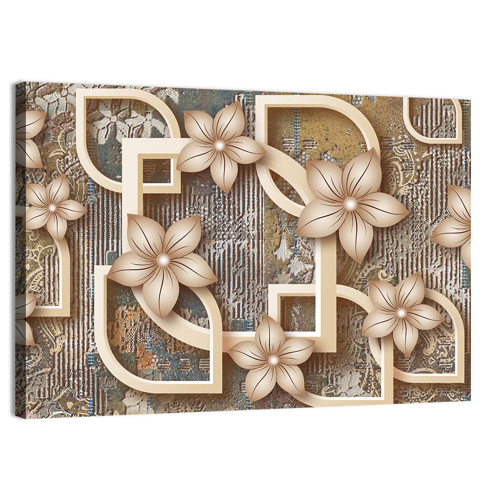 Golden Floral Geometry Wall Art