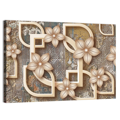 Golden Floral Geometry Wall Art