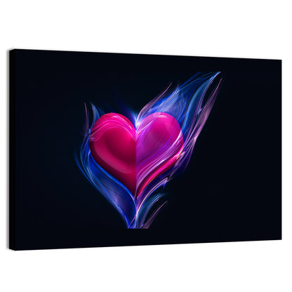 Glowing Pink Heart in Blue Flame Wall Art