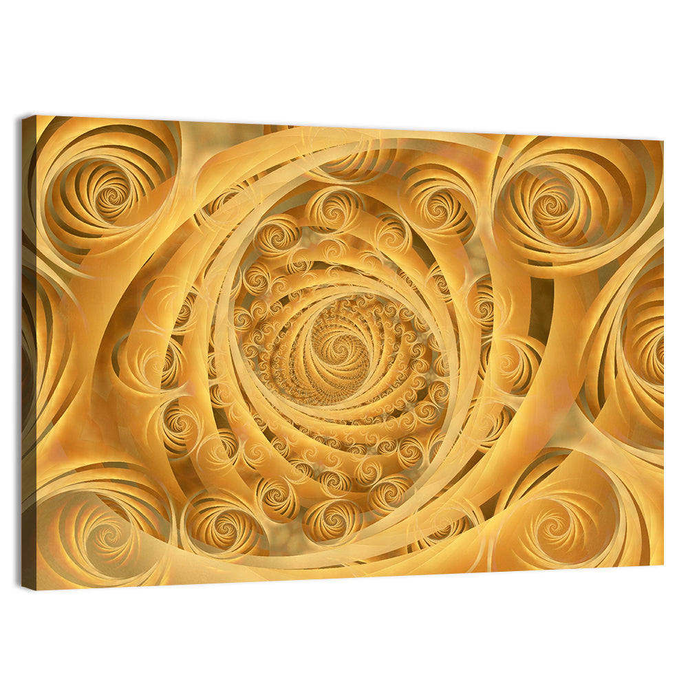 Wispy Gold Spirals Pattern Wall Art, canvas print, landscape