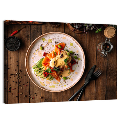 European Breakfast With Bruschetta Salmon Avocado And Cheese Wall Art