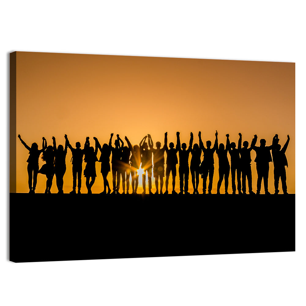 Children Silhouettes at Golden Hour Wall Art