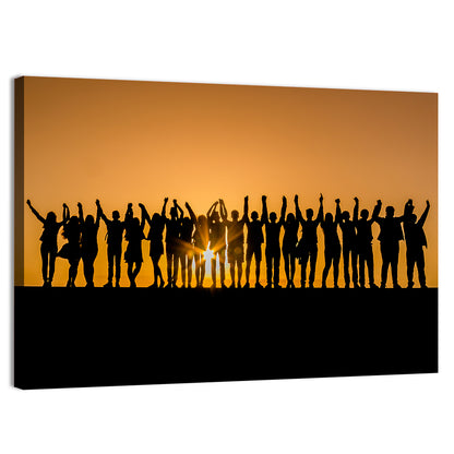 Children Silhouettes at Golden Hour Wall Art