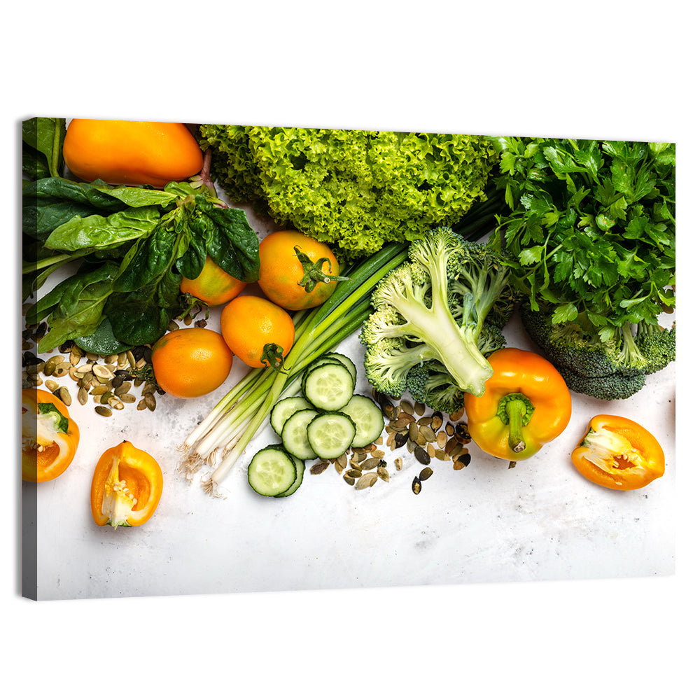 Fresh Vegetable Flat Lay Wall Art