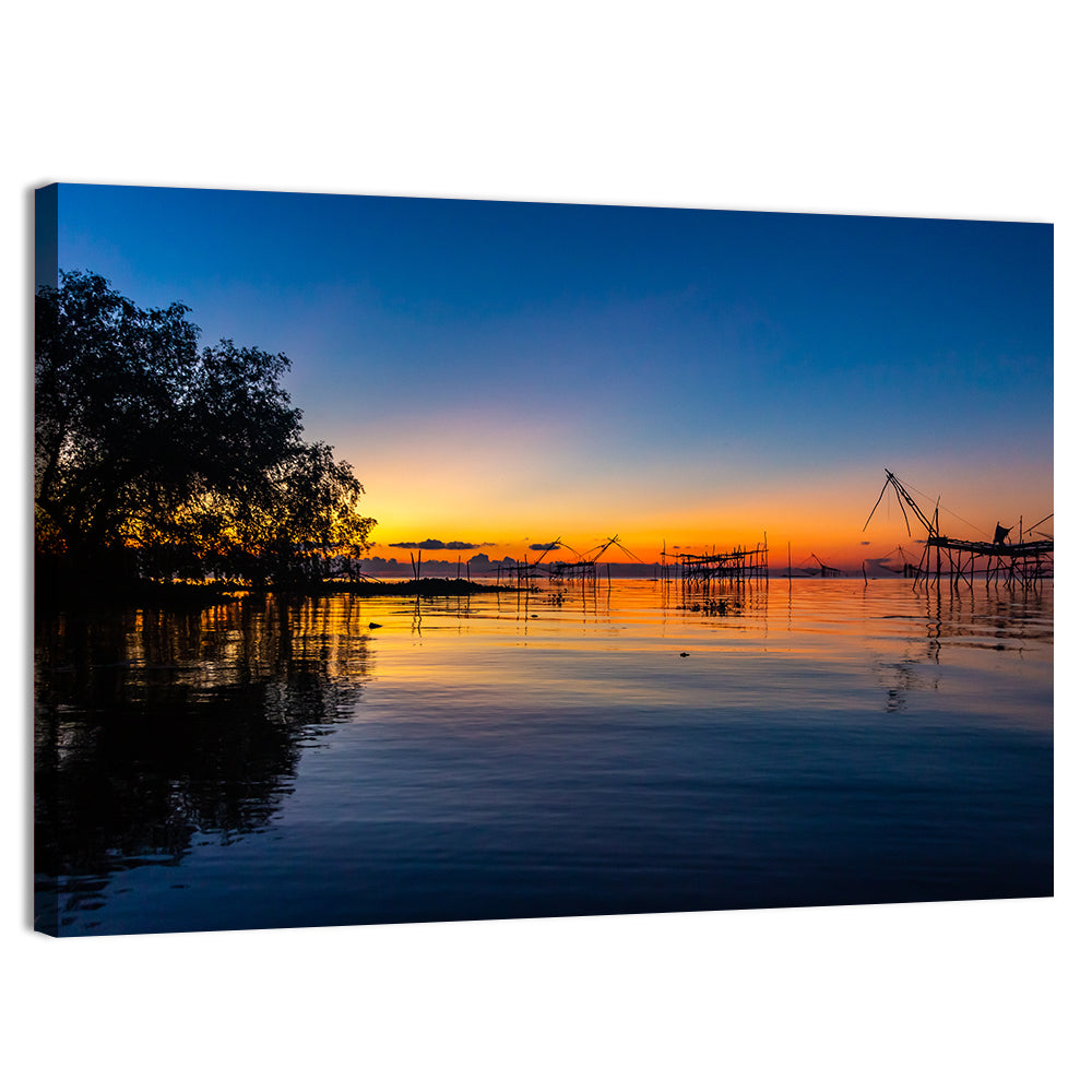 Thai Fishing Nets at Sunrise Wall Art