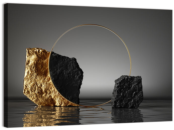 Golden Cobblestone Ring Wall Art as a canvas print