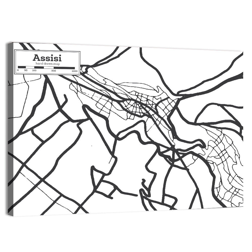 Assisi City Grid Map Wall Art