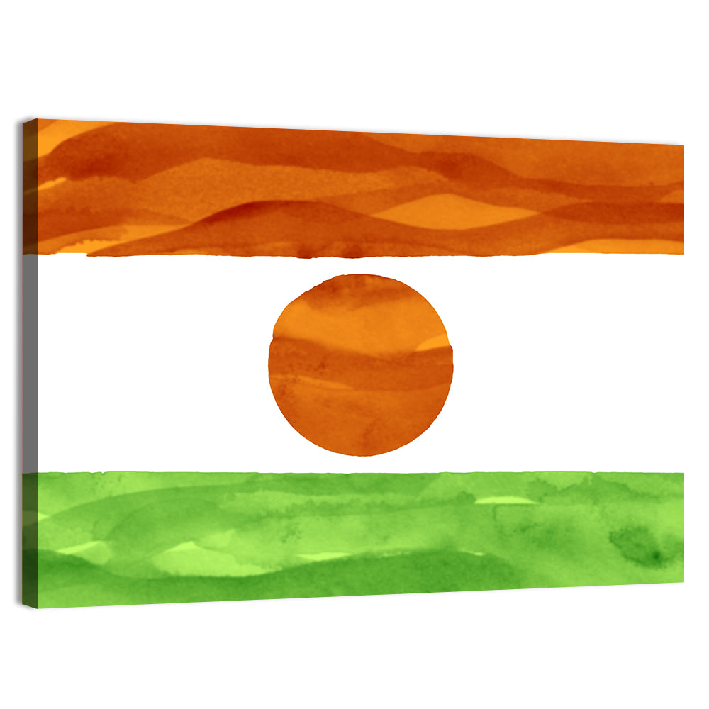Niger Flag Watercolor Tricolor Wall Art