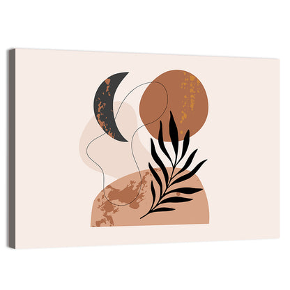 Crescent Moon Botanical Minimalist Wall Art
