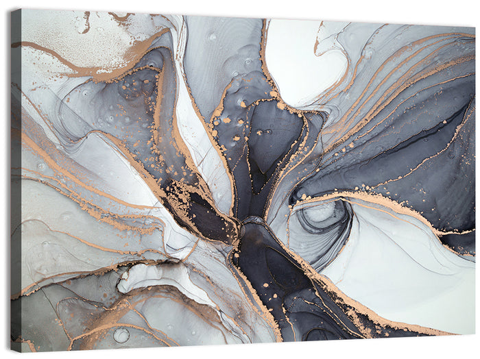 Marbled Ink with Gold Veining Wall Art as a canvas print