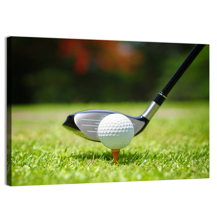 Golf Ball with Driver on Tee Wall Art as a canvas print