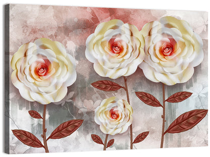 Layered Peach Rose Illustration Wall Art