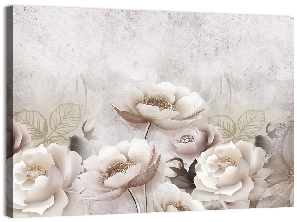 Layered White Roses Wall Art