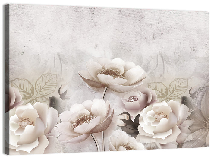 Layered White Roses Wall Art as a canvas print