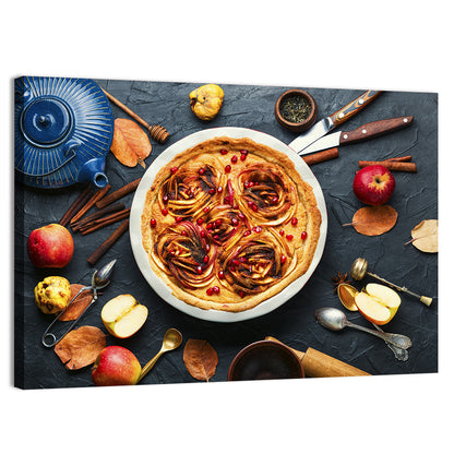 Apple Tart with Blue Teapot Wall Art