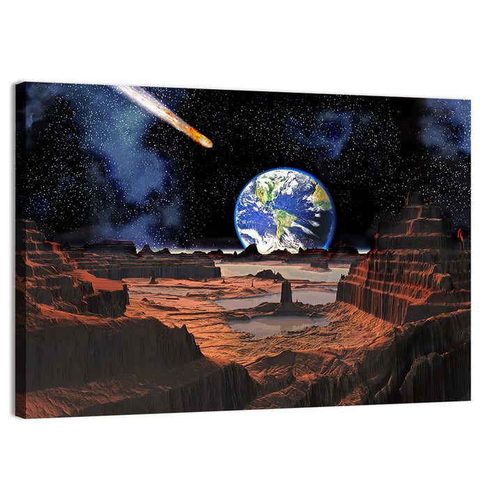Asteroid Collision with Earth Wall Art as a canvas print