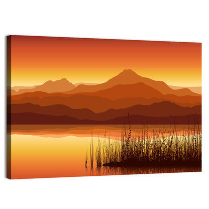 Mountain Lake Sunset Wall Art