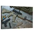 Scoped Rifle and Handgun with Ammo Wall Art