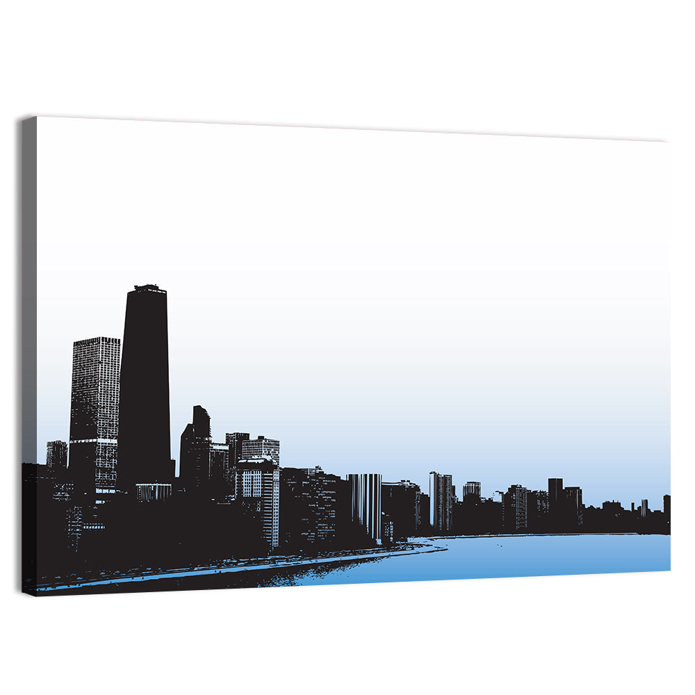 Chicago Skyline Blue Reflection Wall Art