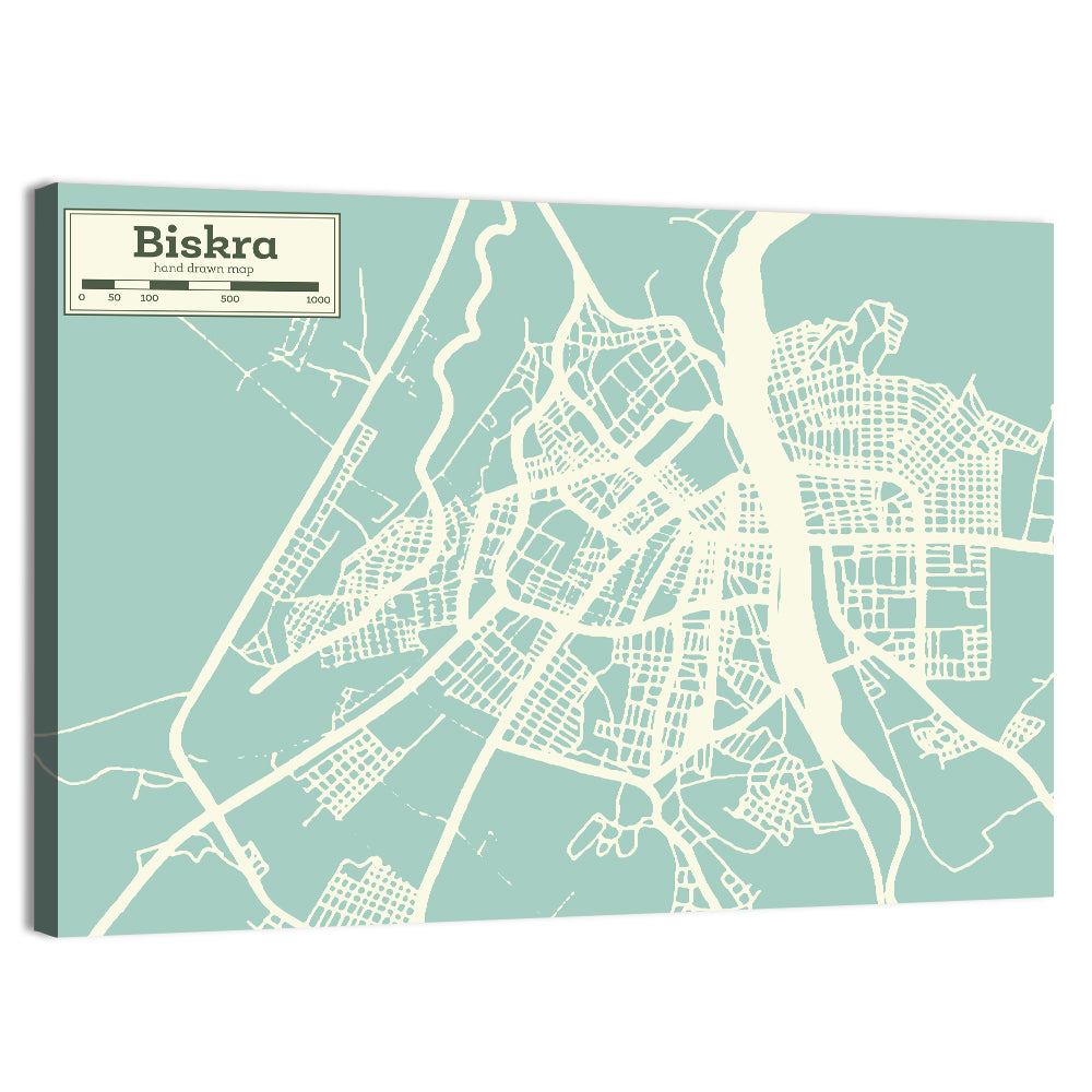 Biskra Aerial Map Wall Art