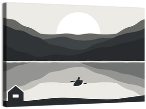 Man Fishing Vector Illustration Wall Art