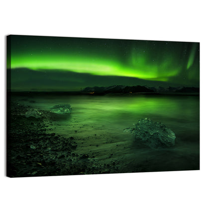 Aurora Polaris Over Icebound Shore Wall Art