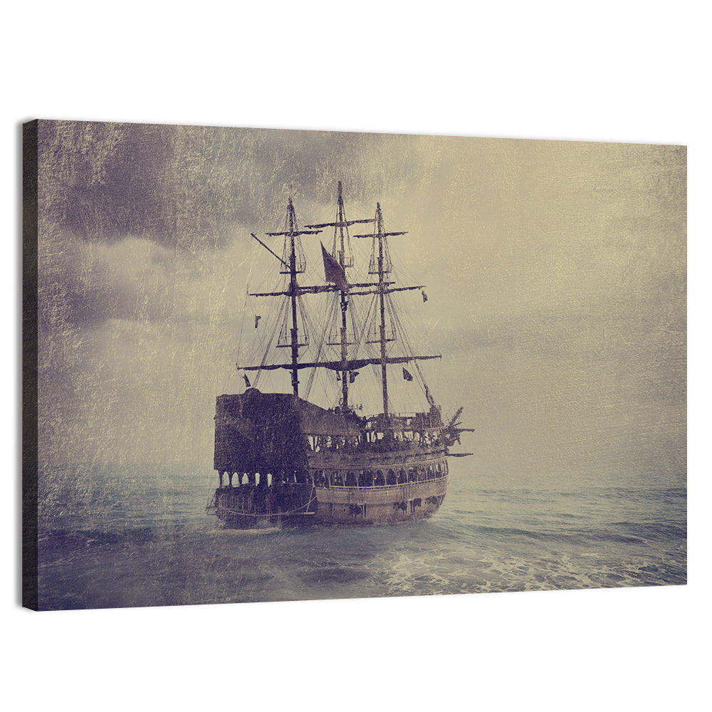 Old Pirate Ship at Sea Wall Art