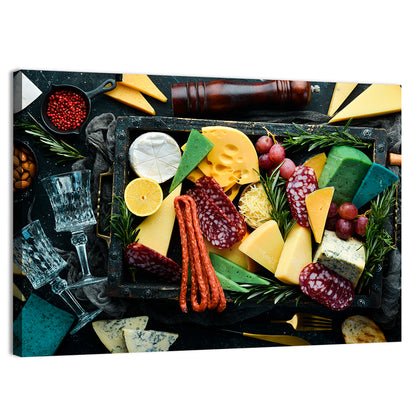 Charcuterie Tray with Wine Glasses Wall Art