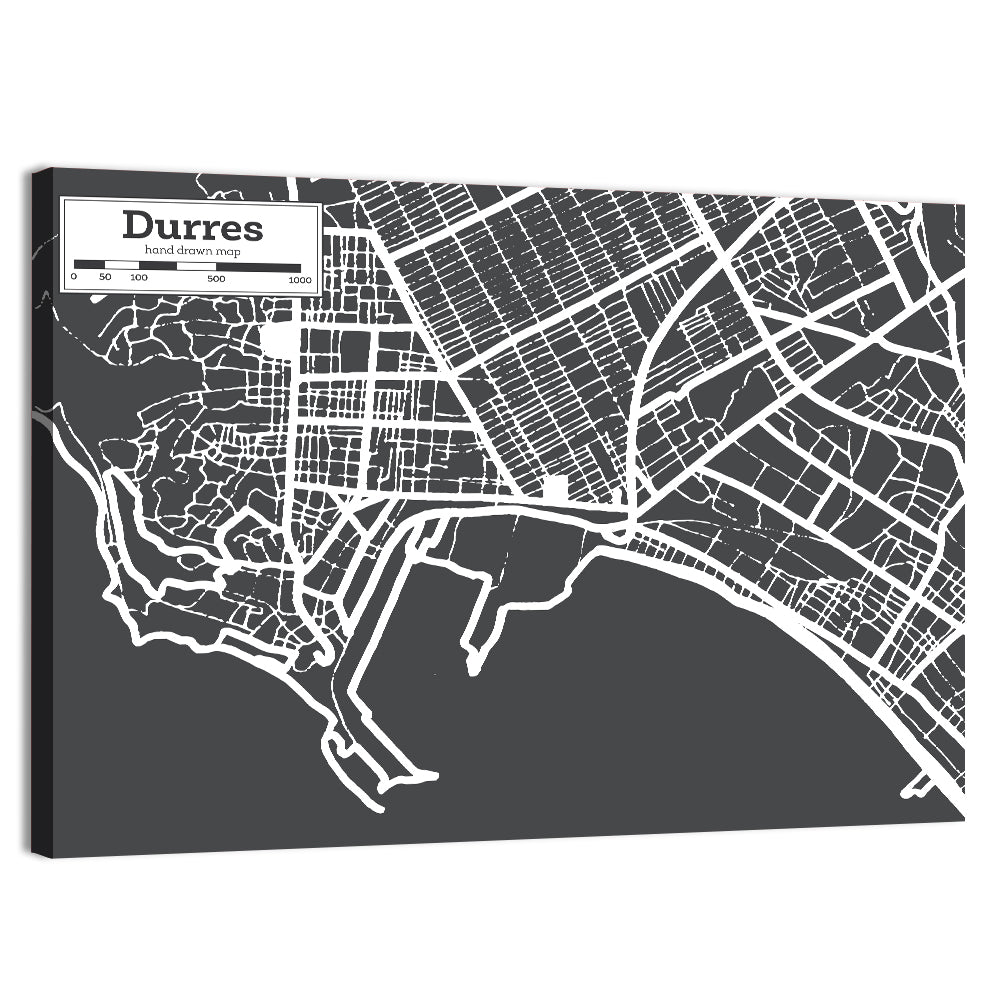 Durres City Map Wall Art
